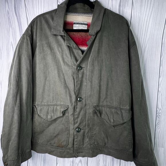 Rare VTG Italy United Colors Benetton Wax Canvas Olive Chore Coat Blanket  50 - Picture 1 of 11